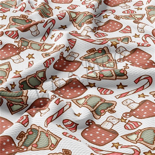 Christmas Printed Liverpool Bullet Textured Stretch Solid Strip Thick Knit Jersey Fabric