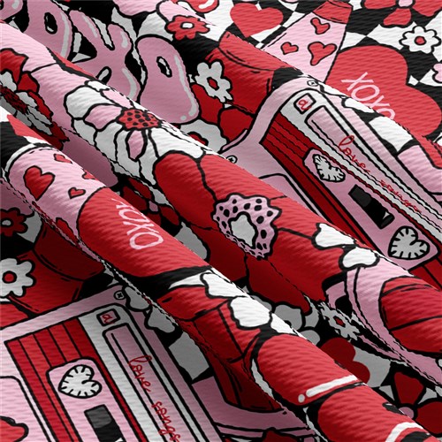 Valentine's Day Printed Liverpool Bullet Textured Stretch Solid Strip Thick Knit Jersey Fabric