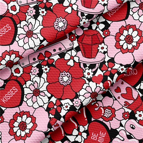 Valentine's Day Printed Liverpool Bullet Textured Stretch Solid Strip Thick Knit Jersey Fabric