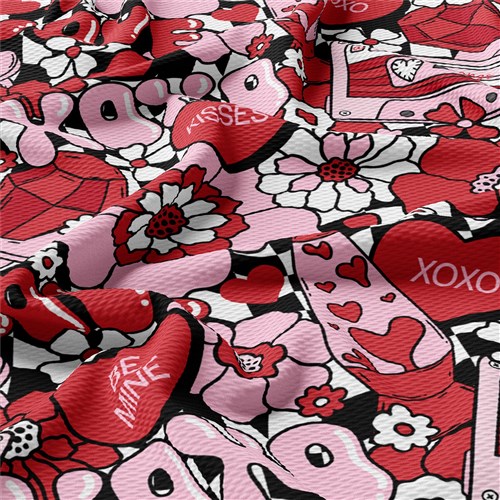 Valentine's Day Printed Liverpool Bullet Textured Stretch Solid Strip Thick Knit Jersey Fabric