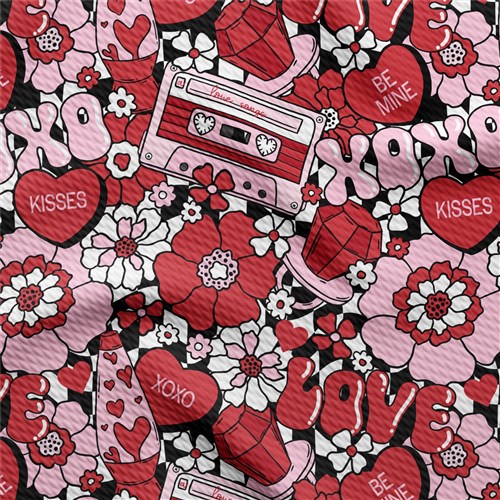 Valentine's Day Printed Liverpool Bullet Textured Stretch Solid Strip Thick Knit Jersey Fabric