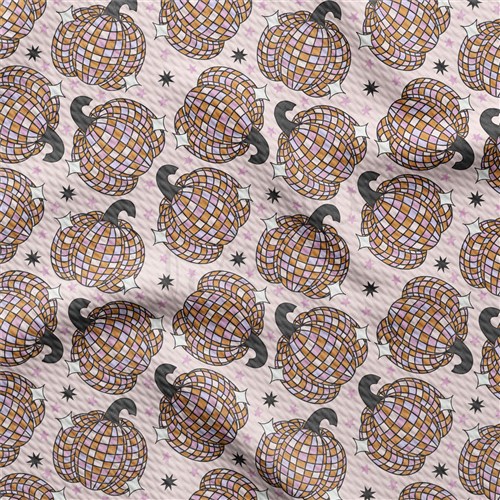 Fall Pumpkin Printed Liverpool Bullet Textured Stretch Solid Strip Thick Knit Jersey Fabric