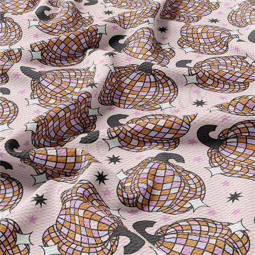 Fall Pumpkin Printed Liverpool Bullet Textured Stretch Solid Strip Thick Knit Jersey Fabric