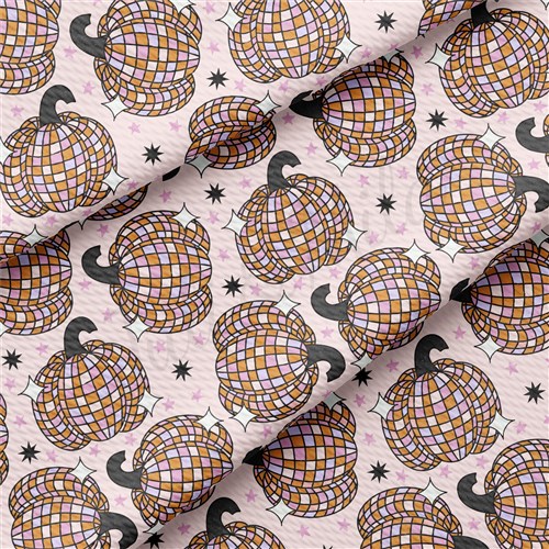 Fall Pumpkin Printed Liverpool Bullet Textured Stretch Solid Strip Thick Knit Jersey Fabric
