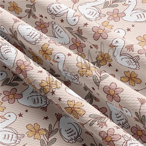 Swans Printed Liverpool 4 Way Fabric swans & Get a Free $89.99 Embroidery Bundle