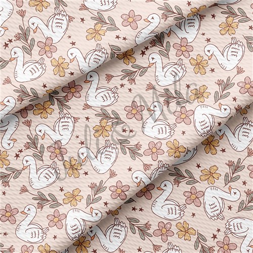 Swans Printed Liverpool 4 Way Fabric swans & Get a Free $89.99 Embroidery Bundle
