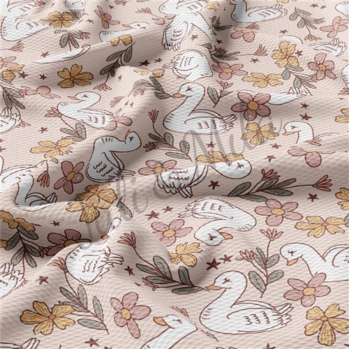 Swans Printed Liverpool 4 Way Fabric swans & Get a Free $89.99 Embroidery Bundle