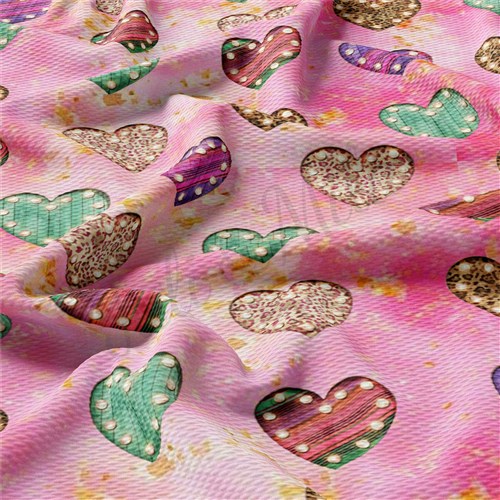 Valentine's Day Printed Liverpool Bullet Textured Stretch Solid Strip Thick Knit Jersey Fabric