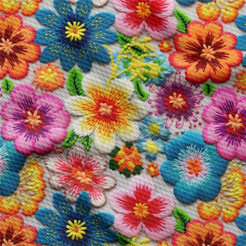 Floral flowers Embroidery Liverpool Bullet Textured Stretch Solid Strip Thick Knit Jersey Fabric