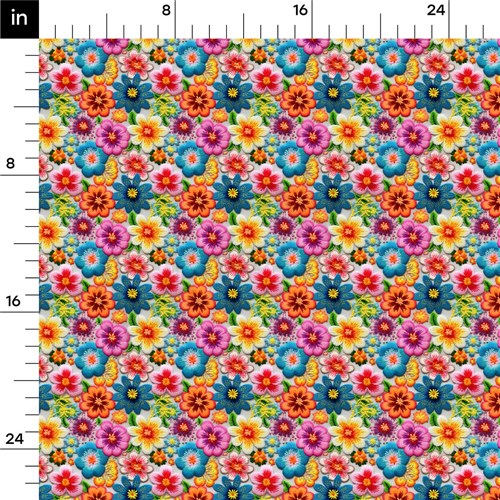 Floral flowers Embroidery Liverpool Bullet Textured Stretch Solid Strip Thick Knit Jersey Fabric