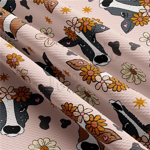 Cow Printed Liverpool 4 Way Fabric AA1157 & Get a Free $89.99 Embroidery Bundle
