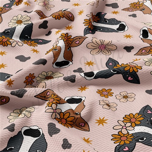 Cow Printed Liverpool 4 Way Fabric AA1157 & Get a Free $89.99 Embroidery Bundle