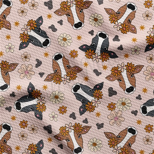 Cow Printed Liverpool 4 Way Fabric AA1157 & Get a Free $89.99 Embroidery Bundle