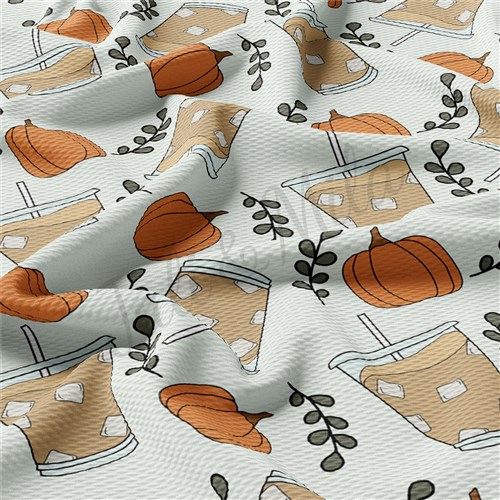 Pumpkin Fall Printed Liverpool Bullet Textured Stretch Solid Strip Thick Knit Jersey Fabric