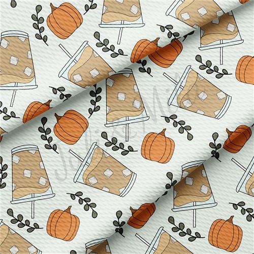 Pumpkin Fall Printed Liverpool Bullet Textured Stretch Solid Strip Thick Knit Jersey Fabric