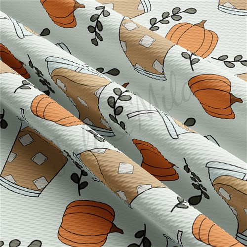 Pumpkin Fall Printed Liverpool Bullet Textured Stretch Solid Strip Thick Knit Jersey Fabric