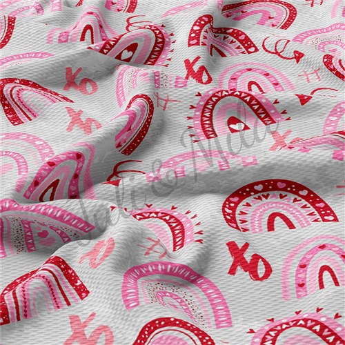 Valentine's Day Printed Liverpool Bullet Textured Stretch Solid Strip Thick Knit Jersey Fabric