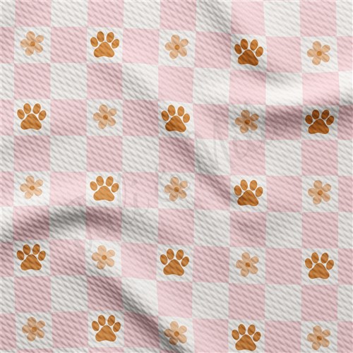 Paw Printed Liverpool Bullet Textured Stretch Solid Strip Thick Knit Jersey Fabric