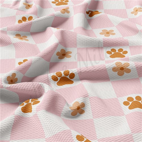 Paw Printed Liverpool Bullet Textured Stretch Solid Strip Thick Knit Jersey Fabric
