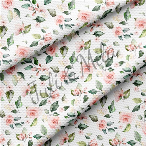 Printed Floral Liverpool Bow Floral Coral roses (F40) & Get a Free $89.99 Embroidery Bundle