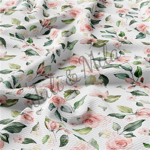 Printed Floral Liverpool Bow Floral Coral roses (F40) & Get a Free $89.99 Embroidery Bundle