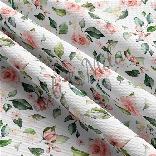 Printed Floral Liverpool Bow Floral Coral roses (F40) & Get a Free $89.99 Embroidery Bundle