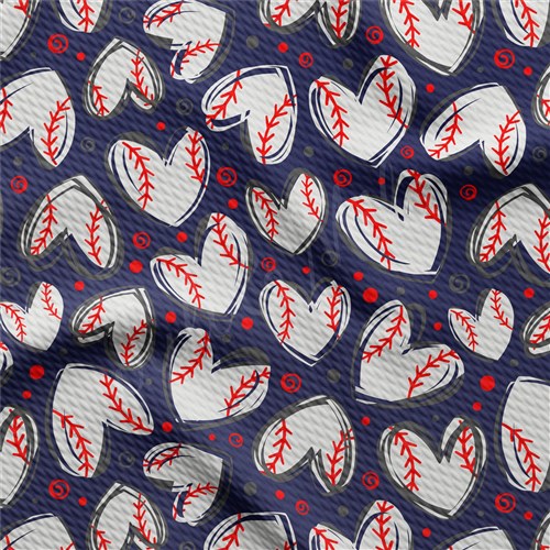 Baseball Printed Liverpool Bullet Textured Stretch Solid Strip Thick Knit Jersey Fabric
