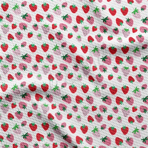 Strawberry Liverpool Bullet Textured Stretch Solid Strip Thick Knit Jersey Fabric