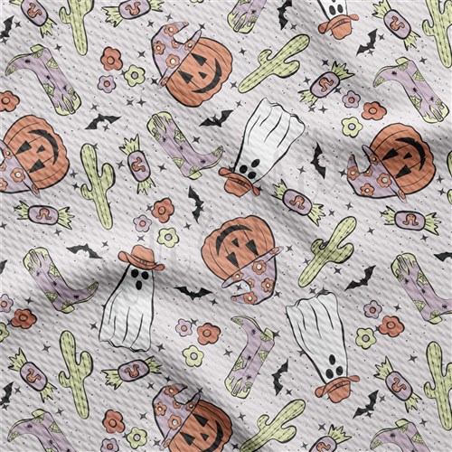 Fall Pumpkin Printed Liverpool Bullet Textured Stretch Solid Strip Thick Knit Jersey Fabric