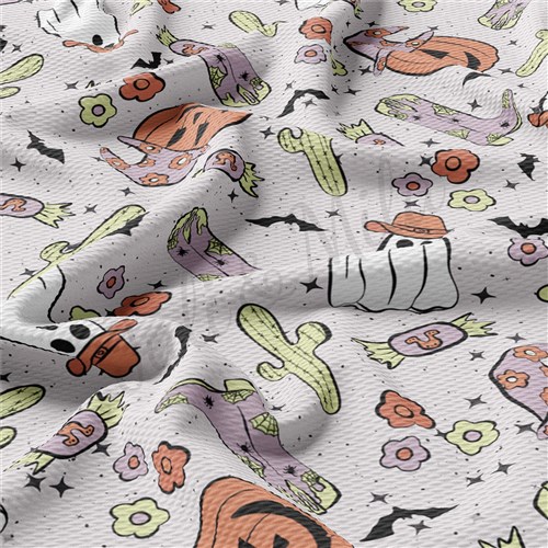Fall Pumpkin Printed Liverpool Bullet Textured Stretch Solid Strip Thick Knit Jersey Fabric