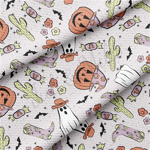 Fall Pumpkin Printed Liverpool Bullet Textured Stretch Solid Strip Thick Knit Jersey Fabric