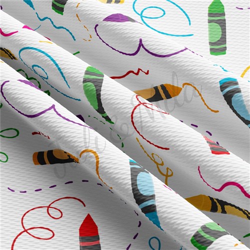 Back to School Printed Liverpool Bullet Textured Stretch Solid Strip Thick Knit Jersey Fabric