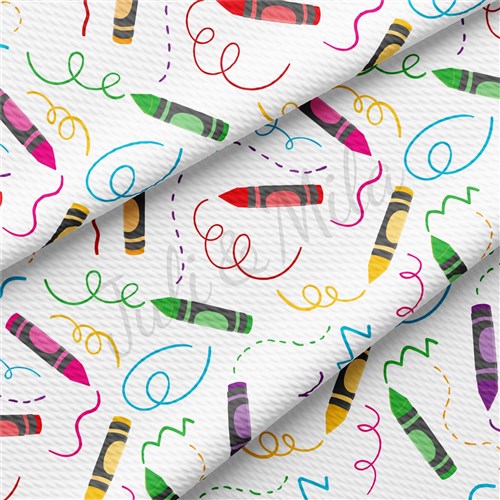 Back to School Printed Liverpool Bullet Textured Stretch Solid Strip Thick Knit Jersey Fabric