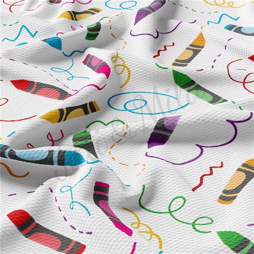 Back to School Printed Liverpool Bullet Textured Stretch Solid Strip Thick Knit Jersey Fabric