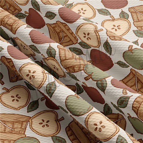 Fall Apples Printed Liverpool Bullet Textured Stretch Solid Strip Thick Knit Jersey Fabric
