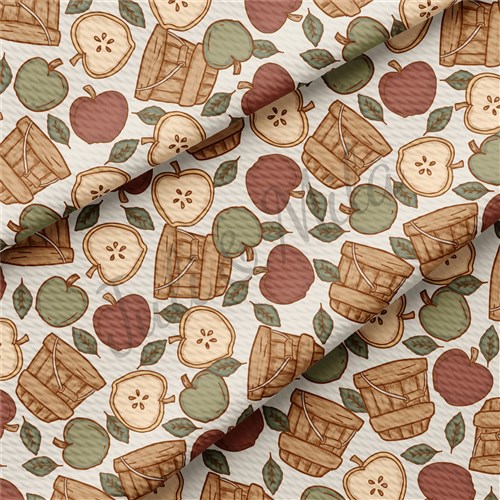 Fall Apples Printed Liverpool Bullet Textured Stretch Solid Strip Thick Knit Jersey Fabric