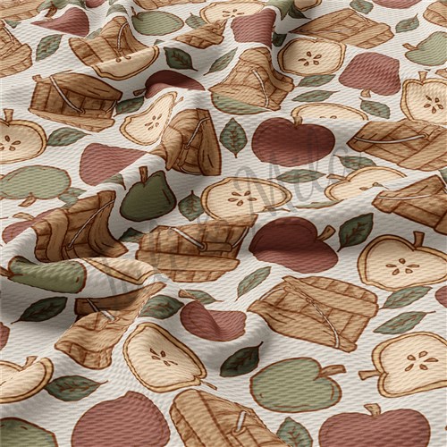 Fall Apples Printed Liverpool Bullet Textured Stretch Solid Strip Thick Knit Jersey Fabric