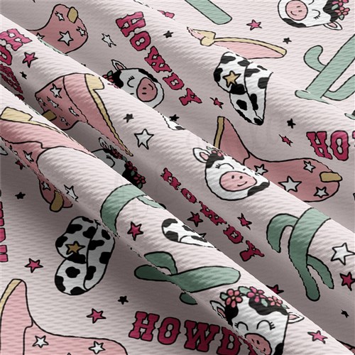 Howdy Cow Boho Liverpool Bullet Textured Stretch Solid Strip Thick Knit Jersey Fabric