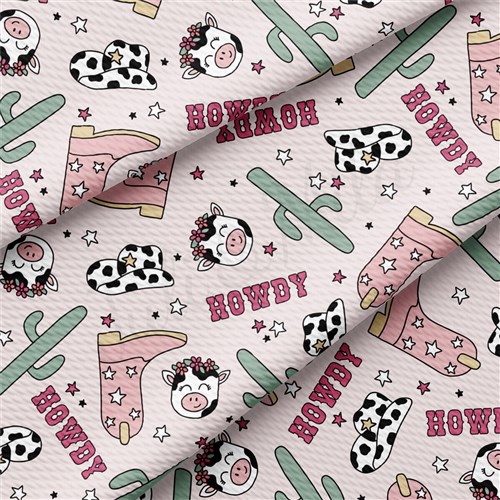 Howdy Cow Boho Liverpool Bullet Textured Stretch Solid Strip Thick Knit Jersey Fabric