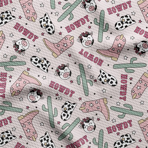 Howdy Cow Boho Liverpool Bullet Textured Stretch Solid Strip Thick Knit Jersey Fabric