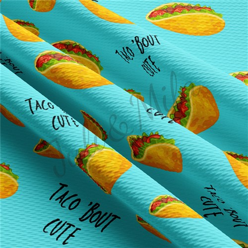 Taco About Cute Printed Taco Liverpool Bullet Textured Stretch Solid Strip Thick Knit Jersey Fabric
