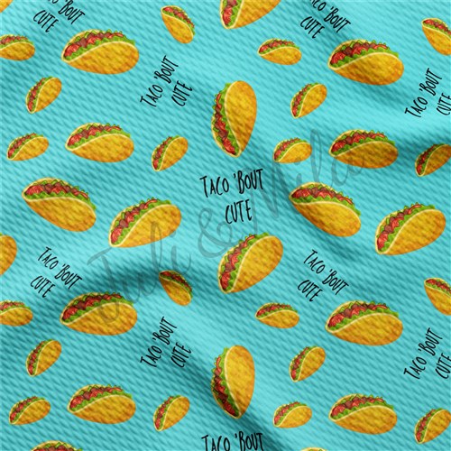 Taco About Cute Printed Taco Liverpool Bullet Textured Stretch Solid Strip Thick Knit Jersey Fabric