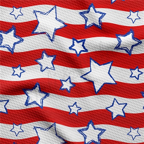 4th of July Printed Liverpool Bullet Textured Stretch Solid Strip Thick Knit Jersey Fabric