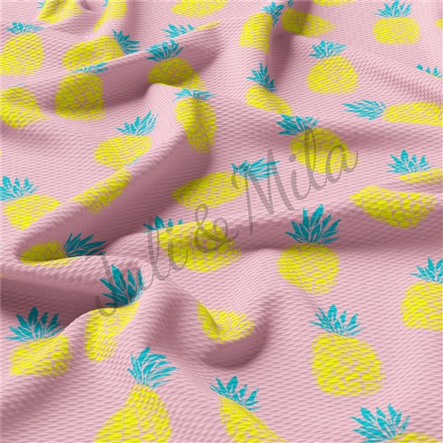 Pineapple Printed Liverpool 4 Way Fabric Pineapple & Get a Free $89.99 Embroidery Bundle