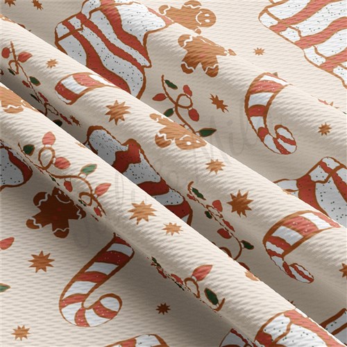 Christmas Christmas Cakes Liverpool Bullet Textured Stretch Solid Strip Thick Knit Jersey Fabric
