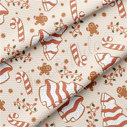 Christmas Christmas Cakes Liverpool Bullet Textured Stretch Solid Strip Thick Knit Jersey Fabric