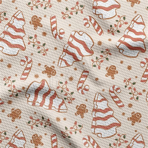 Christmas Christmas Cakes Liverpool Bullet Textured Stretch Solid Strip Thick Knit Jersey Fabric