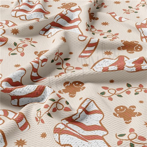 Christmas Christmas Cakes Liverpool Bullet Textured Stretch Solid Strip Thick Knit Jersey Fabric