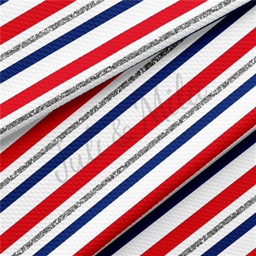 Patriotic 4th of July Liverpool Bullet Textured Stretch Solid Strip Thick Knit Jersey Fabric