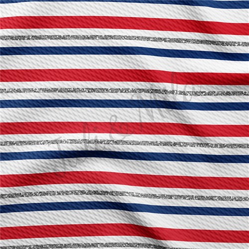 Patriotic 4th of July Liverpool Bullet Textured Stretch Solid Strip Thick Knit Jersey Fabric